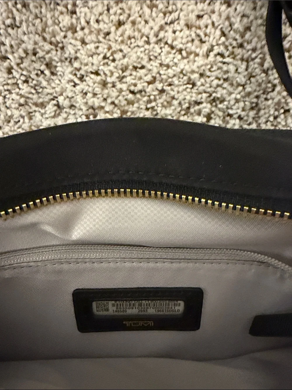 Tumi Black Crossbody Bag with Gold Hardware (camera bag style) Voyageur